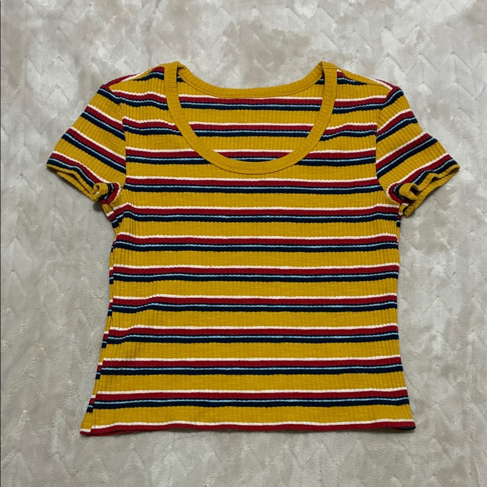 No Boundaries Striped Yellow Top